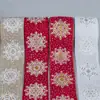 Impressão de Natal Dourada e Prateada Floco de Neve Fita de Linho Imitação Decorações para Sacola de Presente de Natal Parede de Fundo Pendurada Fita Superior