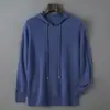 Moletom com capuz de lã pura masculina, moletom com capuz de corte solto, suéter de tricô, novo top versátil macio de manga longa casual para outono e inverno