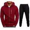 Novo Conjunto Masculino Jacquard para Todas as Estações, Esportivo, Fitness, Casual, com Capuz