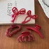 Pinza Roja Minimalista Estilo Francés con Acabado de Alta Gama, Adecuada para Peinados Recogidos en la Parte Trasera de la Cabeza, Pinza de Tiburón Grande para Cabello Grueso, Accesorio de Cabello Versátil y Elegante