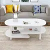 Mesa de Centro Oval para Sala de Estar, Adequada para Apartamentos Pequenos, com Tampo de Rocha, Luxo Leve, Design Moderno Simples, Mesa de Centro para Sofá de Camada Dupla