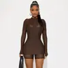Ropa para Mujer Europea y Americana Otoño 2025 Nuevo Mono de Malla con Parches de Color Sólido Set de Vestido con Tirantes Venta al por Mayor