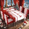 Mantel Navideño Azul Clásico Transfronterizo al por Mayor y Funda para Silla Todo Incluido Tela de Seda de Leche Mantel Navideño Impermeable Estampado