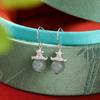 Pendientes Yuebao de plata de ley S925 con diseño de jade azul y agua, estilo retro chino, con forma de farol de reunión y cuentas redondas, gancho para la oreja de plata.