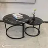 Fábrica de Mesas de Centro Transfronteiriça Feitas Sob Medida Simples Modernas Pequeno Apartamento Sala de Estar Uso Doméstico Ferro Forjado de Luxo Leve Mesas Redondas Aninhadas Grandes e Pequenas