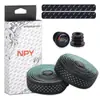 Fita de Guidão NPY com Bolinhas Couro Bicolor Perfurada Absorção de Choque Respirável Colorida Perfurada Fita de Guidão para Bicicleta de Estrada