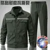 Roupa de Trabalho com Faixa Refletora Masculina Manga Longa Primavera e Outono Fina Resistente ao Desgaste Oficina Mecânica Local de Soldagem Roupa de Proteção do Trabalho