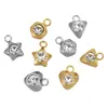 Pingente de diamante de aço inoxidável, diamante branco, zircônia, amor, estrela, flor de ameixa, pingente, colar, brincos, acessórios faça você mesmo
