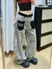 Jeans Modernos de Bloques de Color con Dobladillo Curvo para Mujer, Pantalones Casuales Rectos con Diseño de Parche de Leopardo Súper Populares de Otoño
