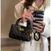 Bolsa de corrente estilo francês com padrão de losangos de nicho para mulheres, nova moda primavera-verão 2026, bolsa de mão pequena para ombro e transversal para o dia a dia