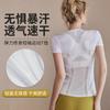 Roupas Fitness para Mulheres 2026 Verão Novo Estilo Esportes ao Ar Livre Roupas de Yoga Costura em Tela Blusa Top de Manga Curta com Tela