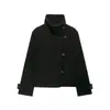 ZA Ropa de Mujer de Comercio Exterior Transfronterizo Europa AliExpress Venta Caliente Versátil Cuello Alto Manga Larga Chaqueta Corta Abrigo