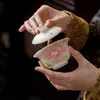 Colección de Juego de Té Cerámico con Color Bajo Esmalte de Peonía Pintado a Mano con Esmalte de Roca: Gaiwan, Tetera, Taza de Maestro, Taza de Degustación, Taza de Té, Soporte para Tetera