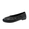Zapatos Zapatos de abuela Zapatos de frijol Francés 2026 nuevo estilo Suela blanda Versátil Boca poco profunda Zapatos planos Slip-on Otoño Mujer Plisado