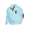 Amazon Best-Selling Transfronterizo Otoño e Invierno Talla Europea Hombre Casual al Aire Libre Cuello Alto Imitación Manga Larga Estampado Sudadera con Tres Botones