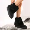 Nuevas botas de nieve cortas de suela gruesa, punta redonda, con solapa, peludas, para mujer, modelo de comercio exterior, plataforma transfronteriza, suela, zapatos de algodón cálidos y engrosados