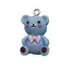 Urso Desenho Animado Fofo com Laço Acessórios DIY Cola de Creme Resina Chaveiro Brincos Pulseira 3D