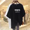 Camiseta de Manga Corta Estilo Nuevo Comercio Exterior 2026 para Mujer, Holgada Talla Grande, Adelgazante, Cubre Vientre, Top Estampado de Media Manga