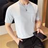 Entrega ao Vivo Verão Camiseta Masculina de Gola Redonda Contrastante de Manga Curta, Versão Ajustada, Estilo Preppy Camiseta Estilo Coreano Masculina Tendência