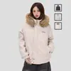 Casaco Curto de Lã para Homem, Outono e Inverno, com Gola e Capuz de Pelo, Estilo Retro Americano, Jaqueta de Algodão Cool e Estilosa