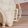 Um Grande Número de Sacos de Rede de Algodão Orgânico Personalizados para Armazenamento de Frutas e Vegetais Sacolas de Compras de Supermercado Sacos de Rede de Algodão com Cordão para Frutas