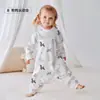 Saco de dormir para bebé tipo a de algodón puro para niños con piernas separadas, para primavera y verano, ropa de casa para bebé, mameluco anti-patadas para bebé niña
