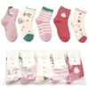 Calcetines Infantiles Ratón de Seis Dedos Niños Color Sólido Rayados Cálidos Peinados Niños Niños Grandes Sueltos Gruesos Algodón Otoño Invierno Calcetines de Caña Media