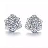 Cao Shi Japonés y Coreano Más Vendido Nuevos Exquisitos Aretes de Botón de Camelia y Rosa Moda para Mujer Pendientes de Circonita Microincrustados Pendientes