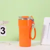 Nueva Taza Térmica Rayada de Acero Inoxidable 316, Gran Capacidad, Elegante Taza de Café, Taza Portátil para Viaje al Aire Libre con Correa
