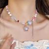 Colar Colorido de Dopamina Feminino Cor de Doce Contas Franja Corrente para Clavícula Joia de Nicho de Luxo Leve Corrente de Pescoço Doce Cool Picante