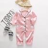 Conjunto de Dos Piezas de Pijama de Primavera y Otoño, Mufu Rui Una Pieza Dropshipping Estilo Coreano de Botones Solos Ropa de Casa Conjunto de Dibujos Animados con Dibujos Animados