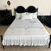Saia de Cama Estilo Renda Chiffon Francesa Classe A, Tapete Refrescante Estampado Conjunto de Três Peças, Tapete Dobrável para Ar Condicionado de Verão Fresco 1.5m