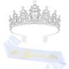 Corona Redonda de Cristal Transfronteriza Europea y Americana Tiara Príncipe de Graduación Cinta Corona Rey Reina Decoración de Fiesta
