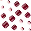 Uñas de Pie Usables Rojas Sencillas, Uñas Cuadradas Cortas, Uñas Rojas Estilo Francés de Venta Caliente Transfronteriza, Piezas de Uñas de Pie Usables al por Mayor