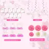 Nuevas Decoraciones de Pastel de Cumpleaños Temáticas de Bautizo Color Rosa de Amazon Escenario con Banderines y Decoraciones Colgantes de Panal