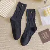 Meias de outono e inverno estilo ins da Meilade para meninas, com botões de concha, meias longas de dupla costura, algodão puro, estilo college