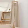 Pantalones de punto de pierna ancha estilo nuevo 2024 transfronterizos para mujer, otoño e invierno, nuevos de cintura alta, costura central, fluidos, de pierna recta extendida, hasta el suelo