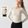Ropa Nueva de Yoga de Manga Larga para Mujer, Casual Cuello Redondo, Parte Inferior Corta Deportiva Aspecto Adelgazante Correr Fitness Tops de Secado Rápido