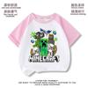 Camiseta Minecraft Infantil Desenho Animado Manga Curta Algodão 2025 Novo Modelo para Crianças Maiores Verão Meia-Manga Top Masculino Tendência
