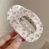 Pinza para el Cabello de Acetato de Alta Gama con Nácar, Pasador Plano Curvo Que No Lastima la Parte Posterior de la Cabeza, Pinza Grande para Peinados Recogidos, Accesorio para el Cabello de Pico de Pato
