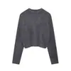 VISTO Estación independiente de AliExpress moda casual para mujer estilo europeo y americano cuello redondo suéter corto suave 5536200