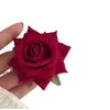 Pasador de flor de rosa roja retro para mujer, pasador de pinza de pico de pato lateral con flor roja grande, pasador de pinza para el pelo de super hada, pinza para el pelo de simulación