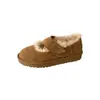 Zapatos de Ballet Mary Jane con Piel para Mujer 2026 Invierno Nuevos Versátiles de Velcro Casuales Botas de Nieve Zapatos de Algodón para Mujer