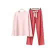 Conjunto de Pijama De Rong Outono e Inverno para Mulheres, Solto Color Block Lã Dupla Face Quente Tamanho Plus Casual Tendência Roupa de Casa