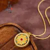Tienda de Oro Réplica Estilo Antiguo Oro Arena Diamantes Incrustados Brújula de Ocho Tesoros Giratoria Colgante, Nuevo Estilo Chino Esmalte Brújula de Ocho Tesoros Colgante