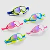 Nuevas gafas de natación para niños, armazón grande y genial, tapones para los oídos unidos, galvanizado colorido, antivaho, antiagua, anti-ultravioleta, fabricantes de gafas de natación