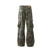 Magic Bear Marca Trendy 2026 Novo High Street Retrô Americano Rasgado Personalidade Vibe Camuflagem Roupa de Trabalho Calças Casuais com Leve Flare
