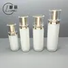 Frasco Redondo Branco Tampa Acrílica Transparente Frasco para Creme Frasco para Loção Essencial Conjunto de Várias Especificações Material de Embalagem para Produto de Cuidados com a Pele