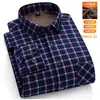 Popular Camisa Cálida de Invierno para Hombre con Felpa Gruesa de Manga Larga a Cuadros Ropa Casual para Papá de Mediana Edad y Adultos Mayores