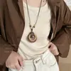 Collar Trenzado de Cuerda con Perlas de Piedra Natural para Mujer, Cadena para Clavícula de Piedra Ojo de Tigre Estilo Chino Nuevo Vintage, Accesorio Largo Colgante para el Cuello con Manchas